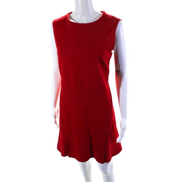 Ellelauri Women's Round Neck Sleeveless Tiered Mini Dress Red Size L - Picture 2 of 6